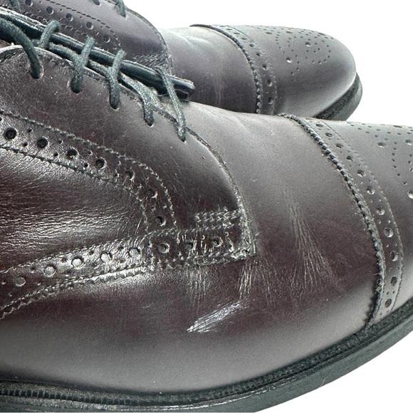 Allen Edmonds Shoes Men's 10D Sanford Derby Bugundy Leather Lace-Ups Cap Toe - Picture 3 of 11